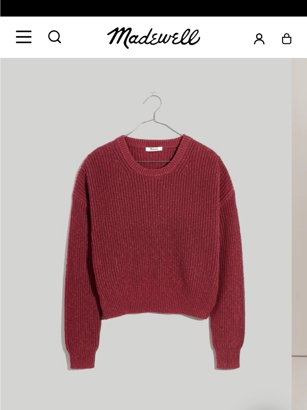 Madewell Chunky Crewneck Sweater in Berry